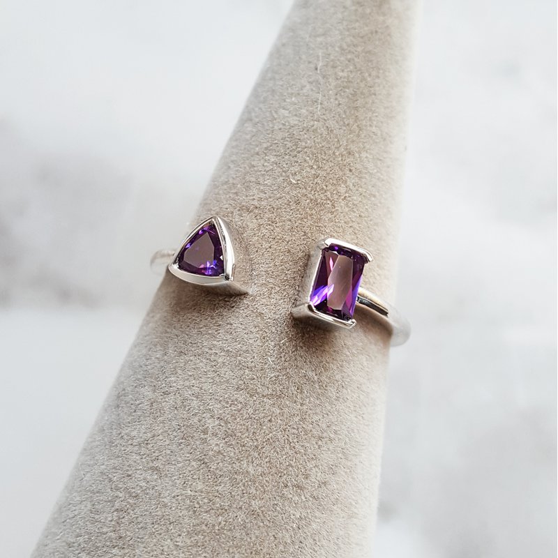 Arizona Amethyst Silver Jewelry Open Geometric Amethyst Ring