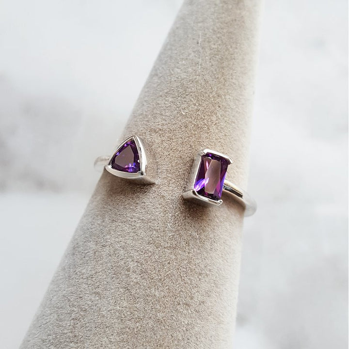 Arizona Amethyst Silver Jewelry Open Geometric Amethyst Ring